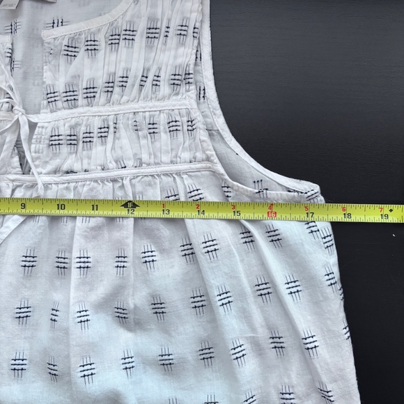 LOFT Crosshatch Smocked Tie-Neck Shell - Picture 7 of 8